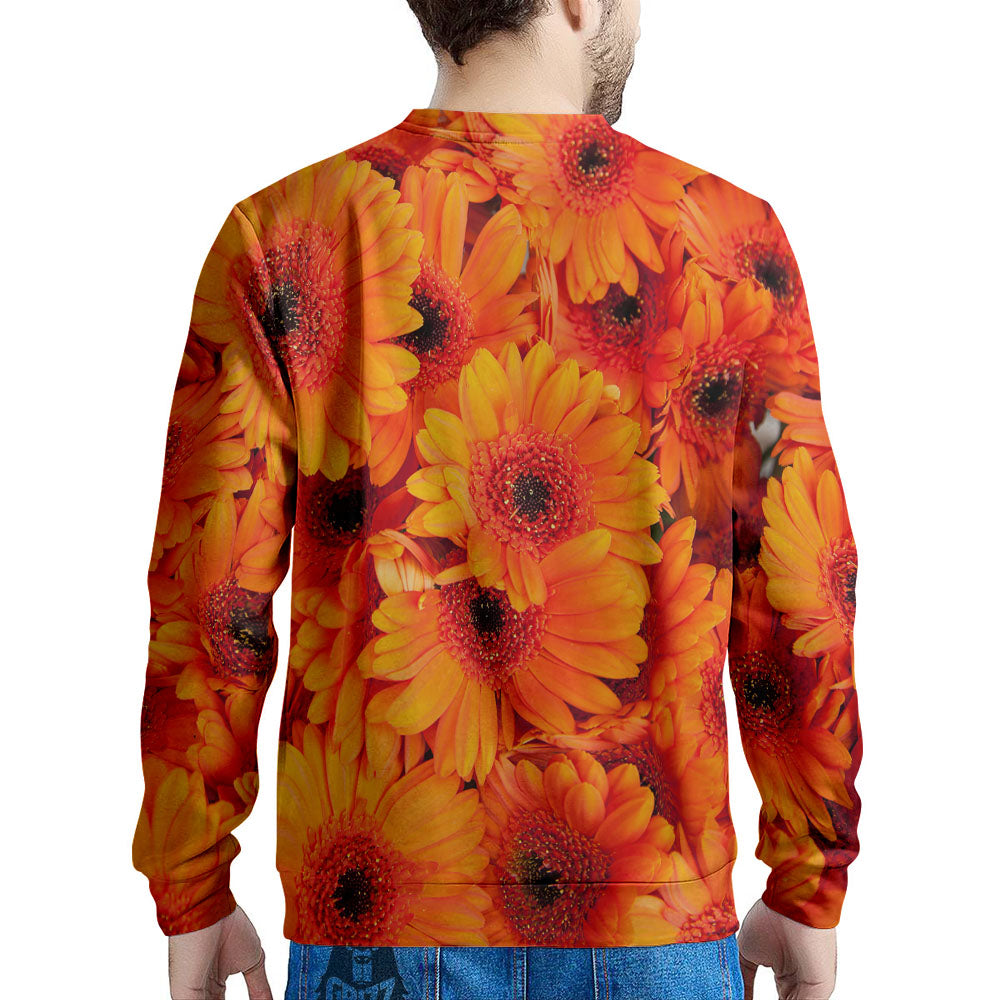 Daisy Orange Flower Print Men's Sweatshirt-grizzshop