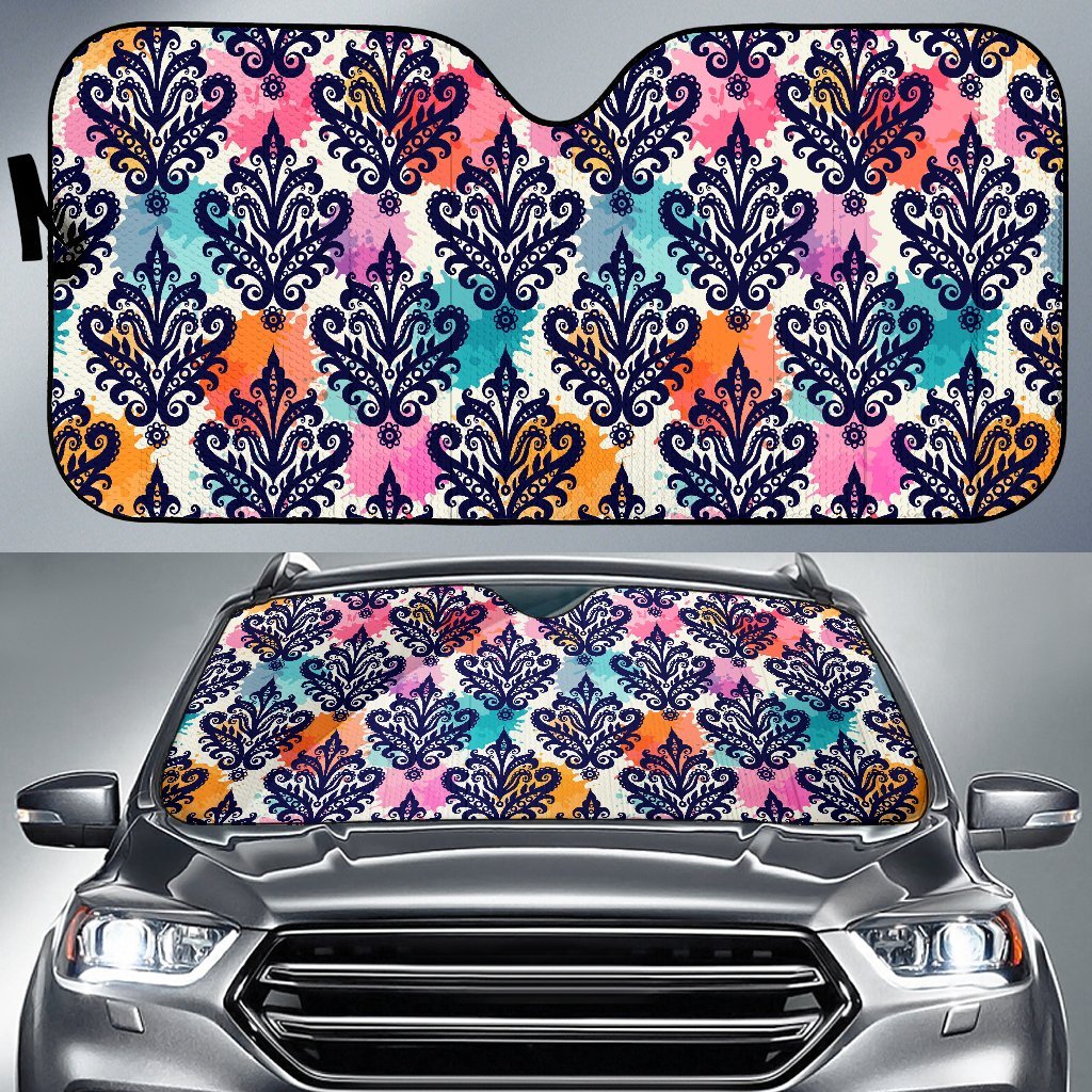 Damask Colorful Pattern Print Car Sun Shade-grizzshop