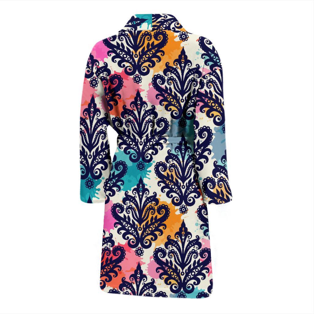 Damask Colorful Pattern Print Men Long Robe-grizzshop