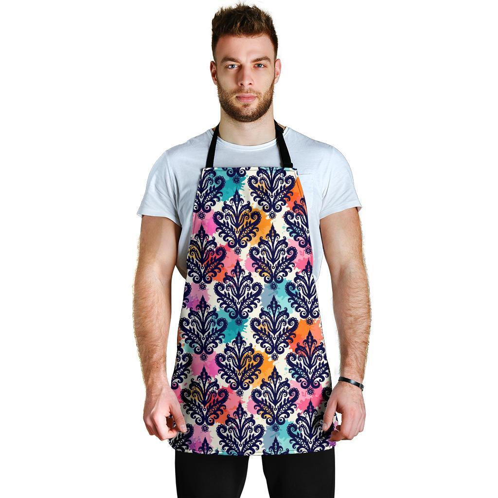 Damask Colorful Pattern Print Men's Apron-grizzshop