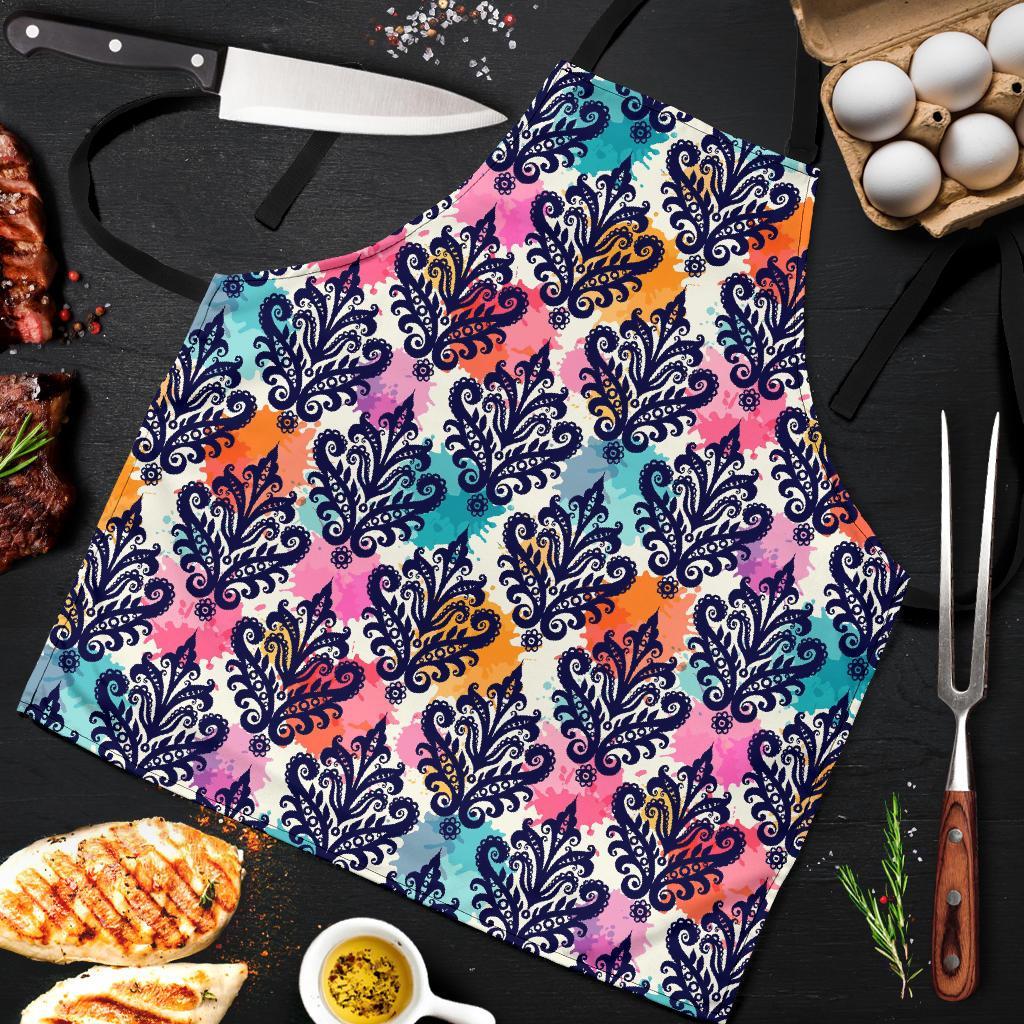 Damask Colorful Pattern Print Men's Apron-grizzshop