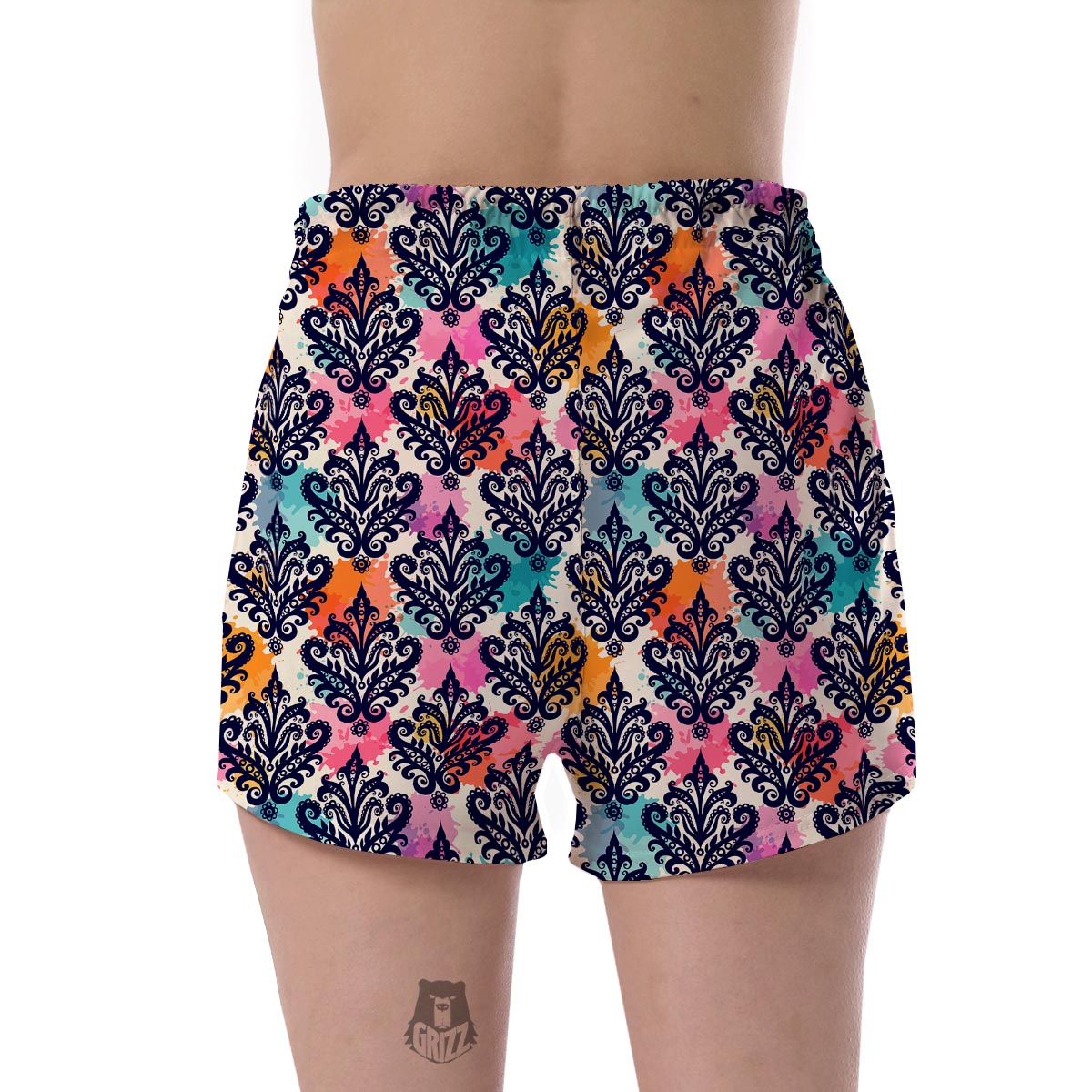 Damask Colorful Pattern Print Women's Shorts-grizzshop