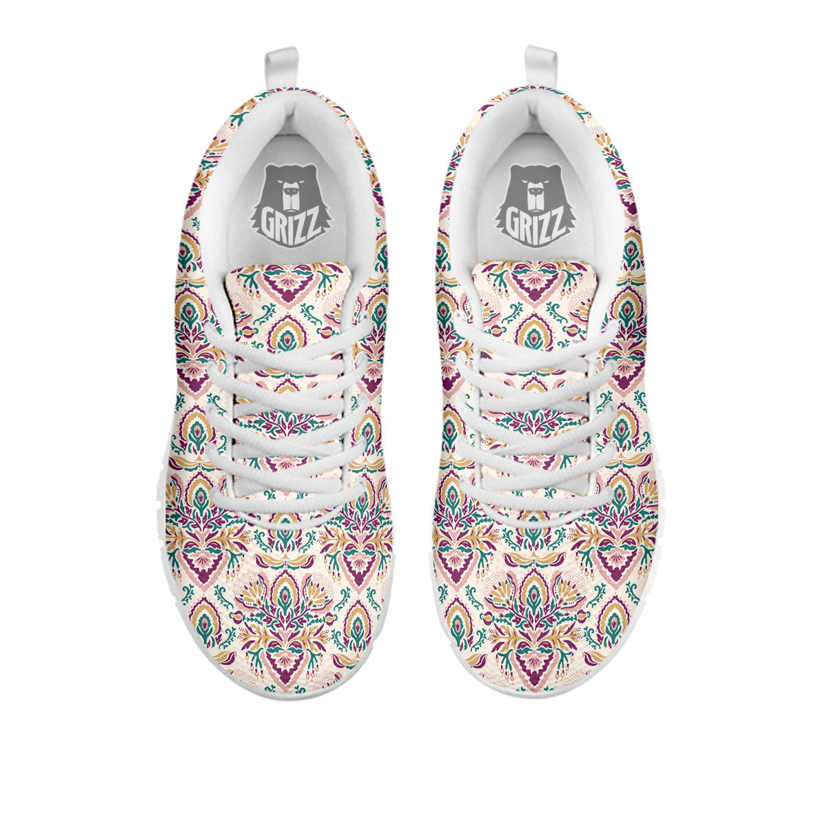 Damask Colorful Print Pattern White Sneaker-grizzshop