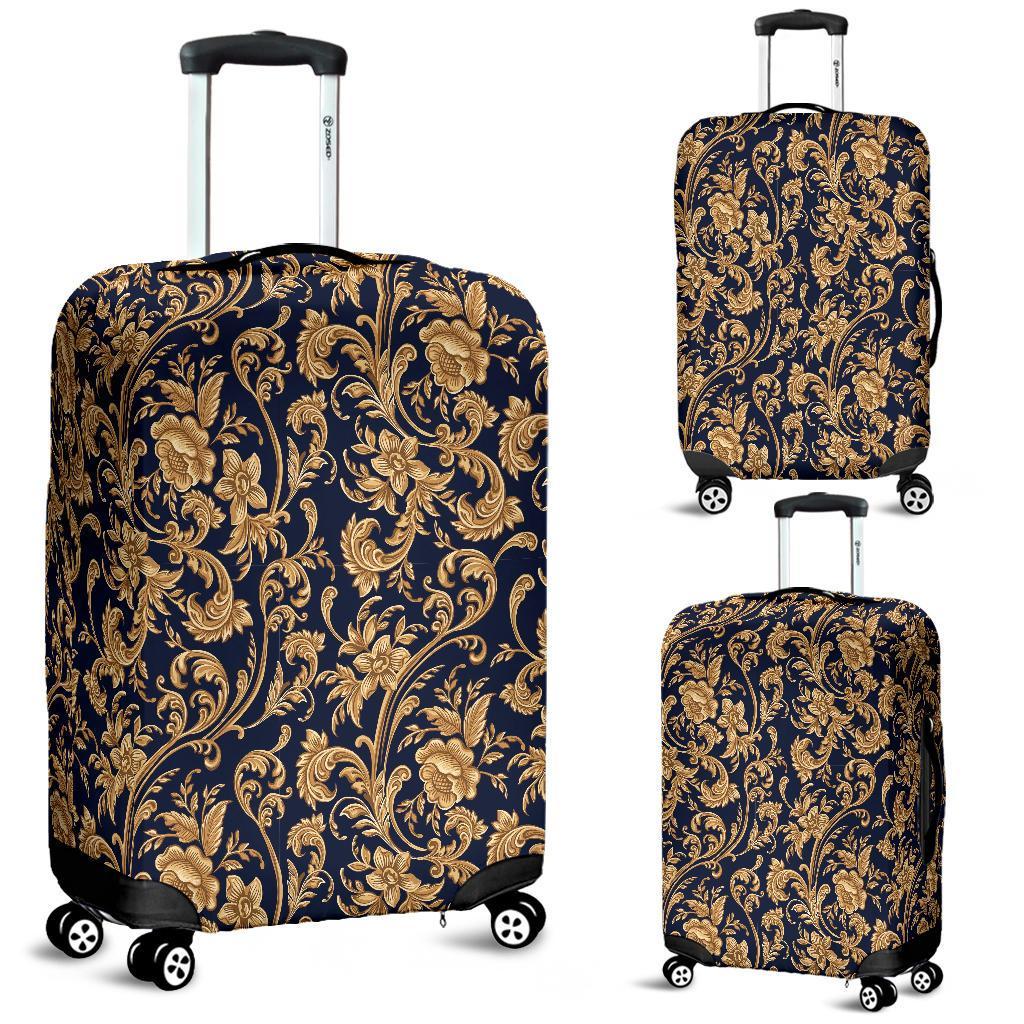 Damask Gold Pattern Print Luggage Cover Protector-grizzshop