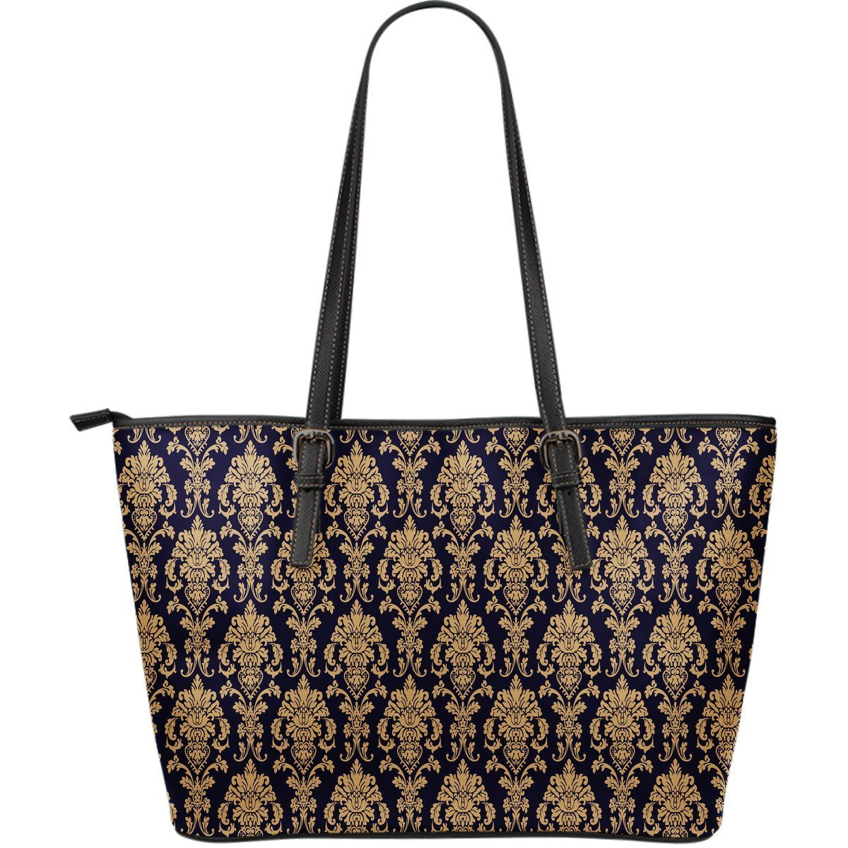 Damask Gold Print Pattern Leather Tote Bag-grizzshop