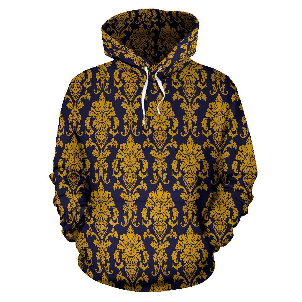 Damask Gold Print Pattern Men Women Pullover Hoodie-grizzshop