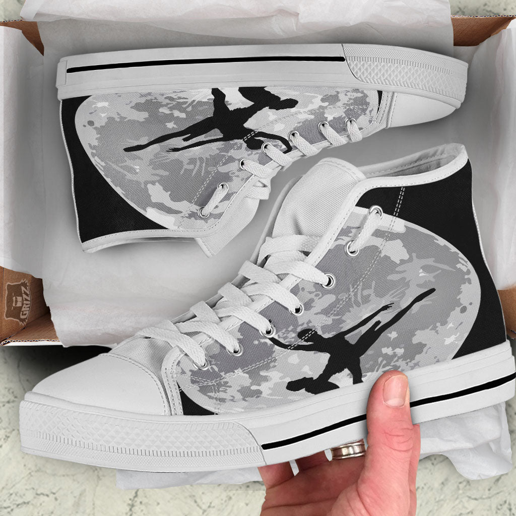 Dance Ballet On The Moon Night Print White High Top Shoes-grizzshop