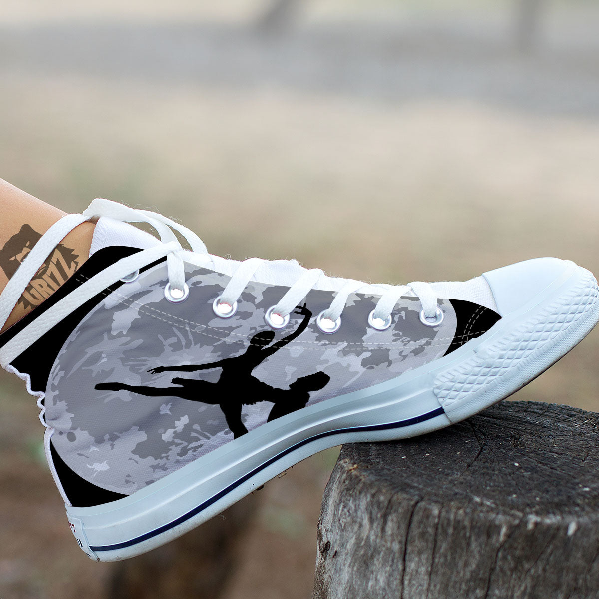 Dance Ballet On The Moon Night Print White High Top Shoes-grizzshop