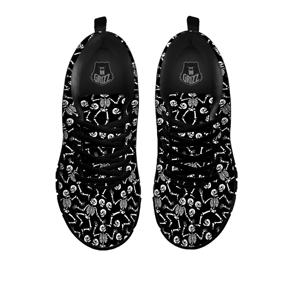 Dancing Party Skeleton Print Pattern Black Sneaker-grizzshop
