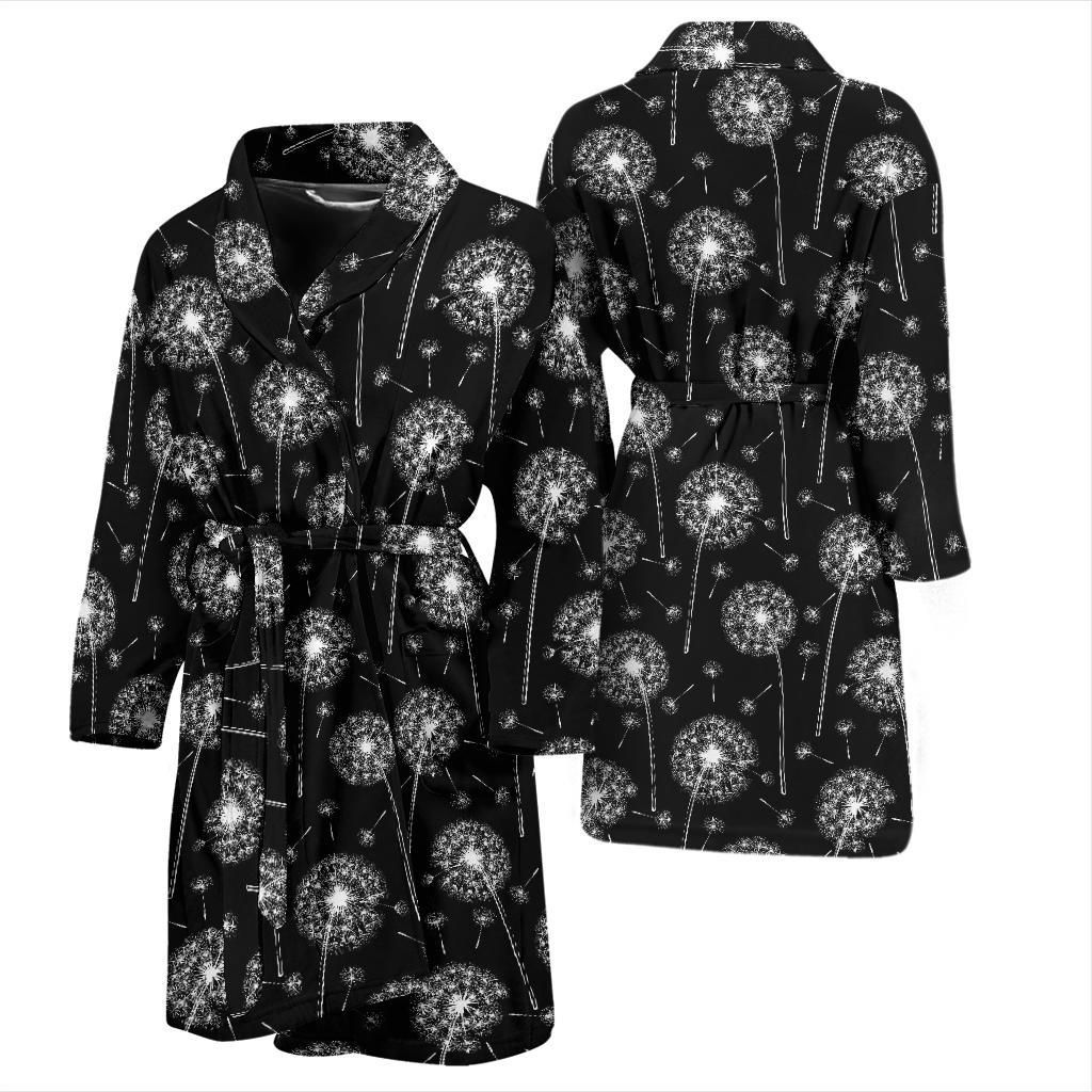 Dandelion Black Pattern Print Men Long Robe-grizzshop