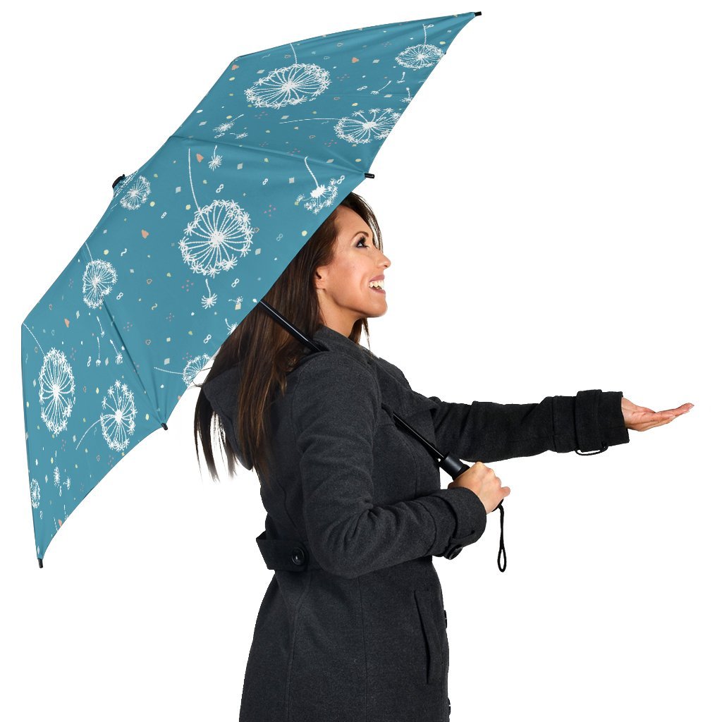 Dandelion Blue Pattern Print Automatic Foldable Umbrella-grizzshop