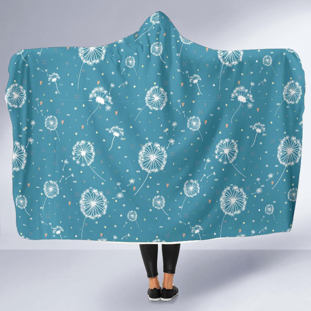 Dandelion Blue Pattern Print Hooded Blanket-grizzshop