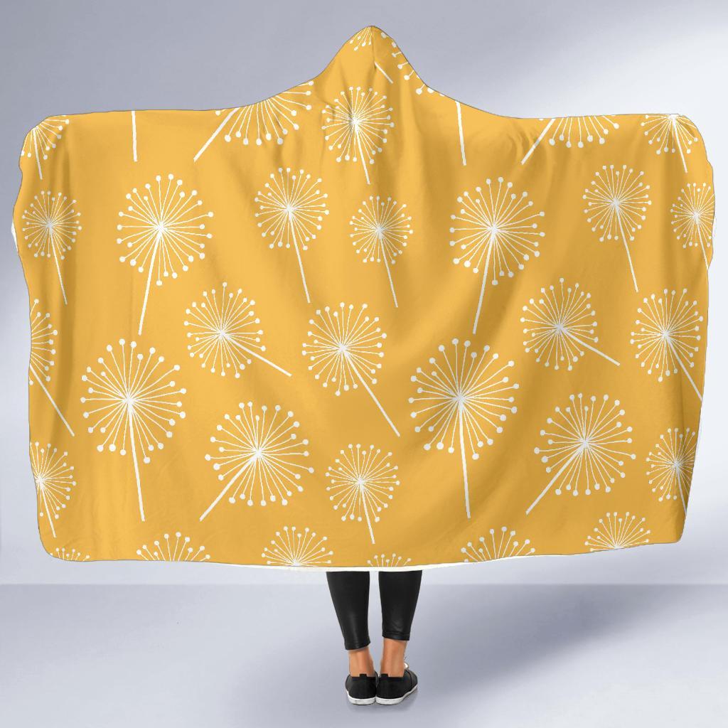 Dandelion Yellow Pattern Print Hooded Blanket-grizzshop