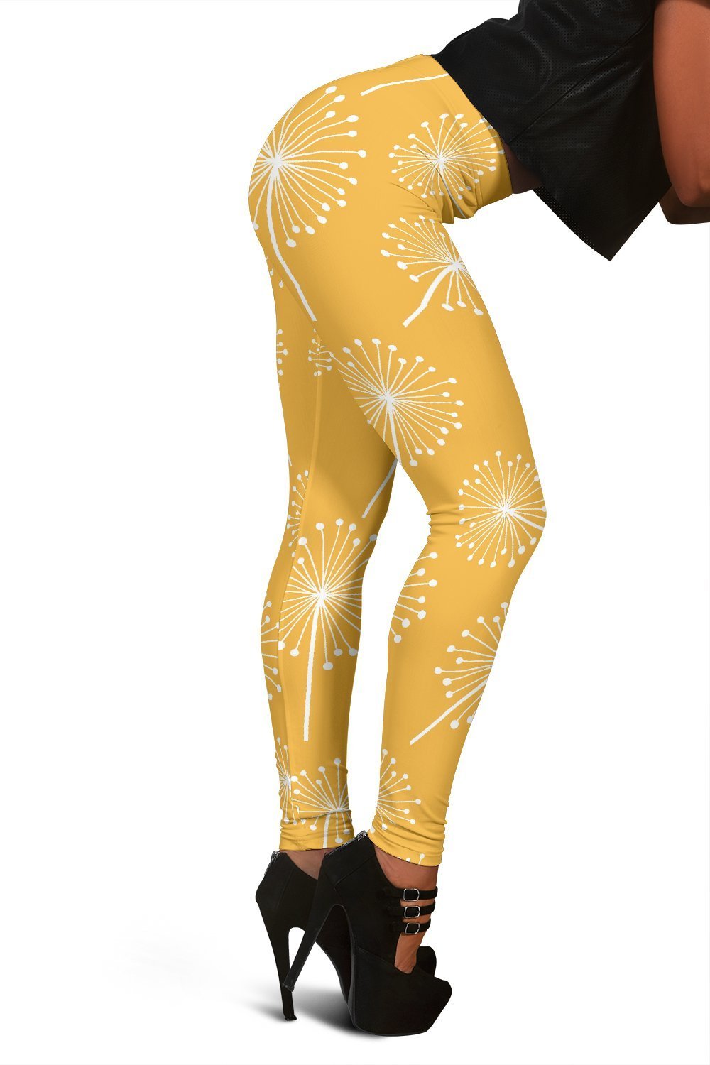 Dandelion Yellow Pattern Print Women Leggings-grizzshop