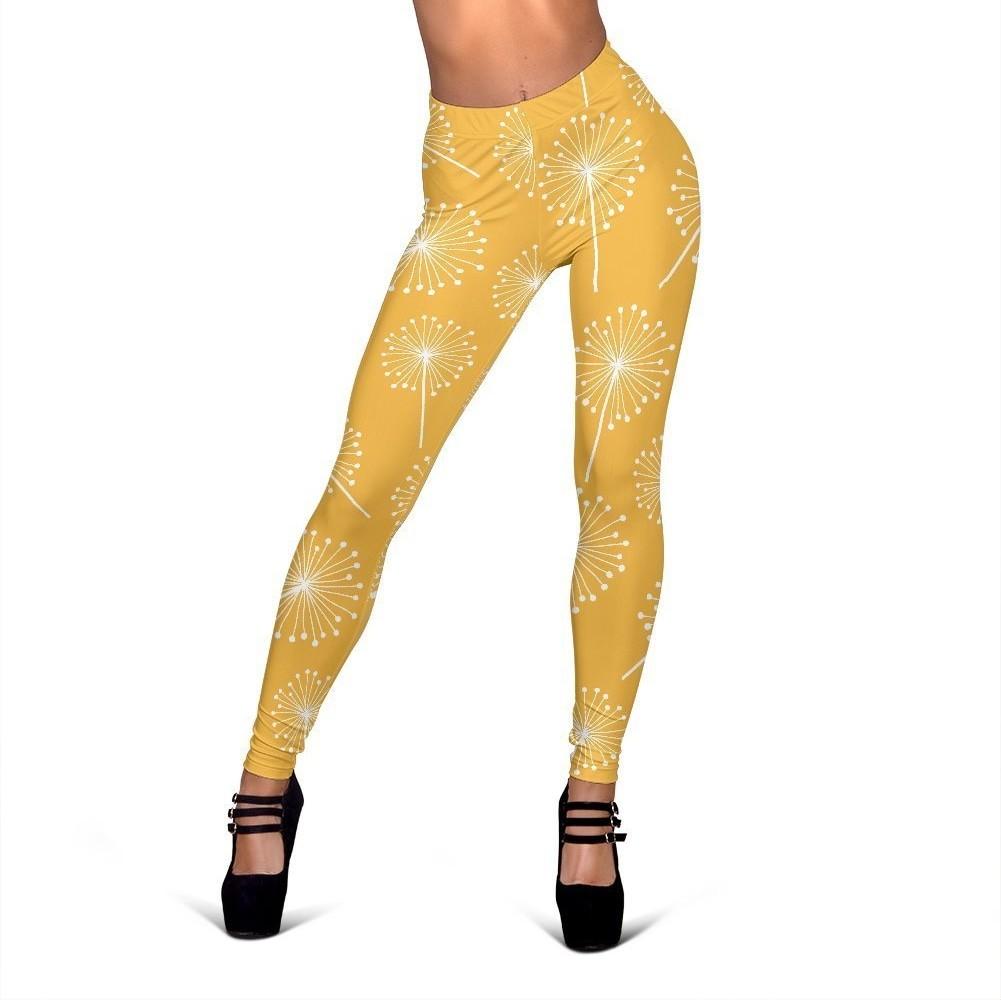 Dandelion Yellow Pattern Print Women Leggings-grizzshop