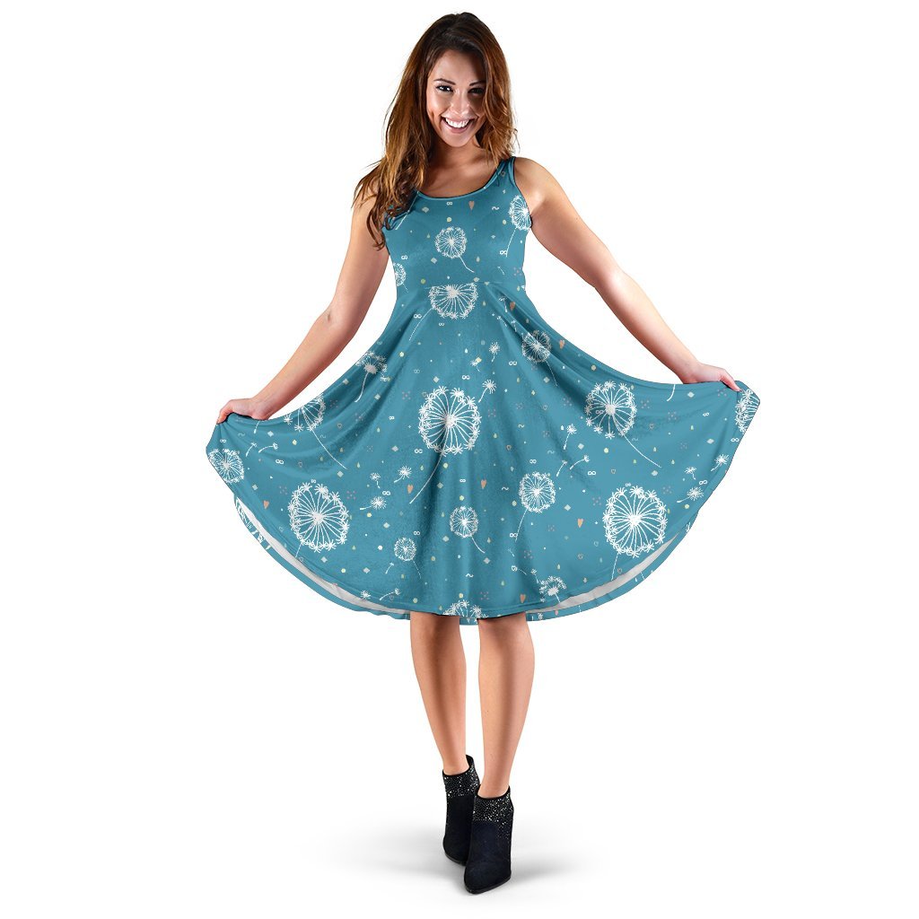 Dandelion Blue Pattern Print Dress-grizzshop