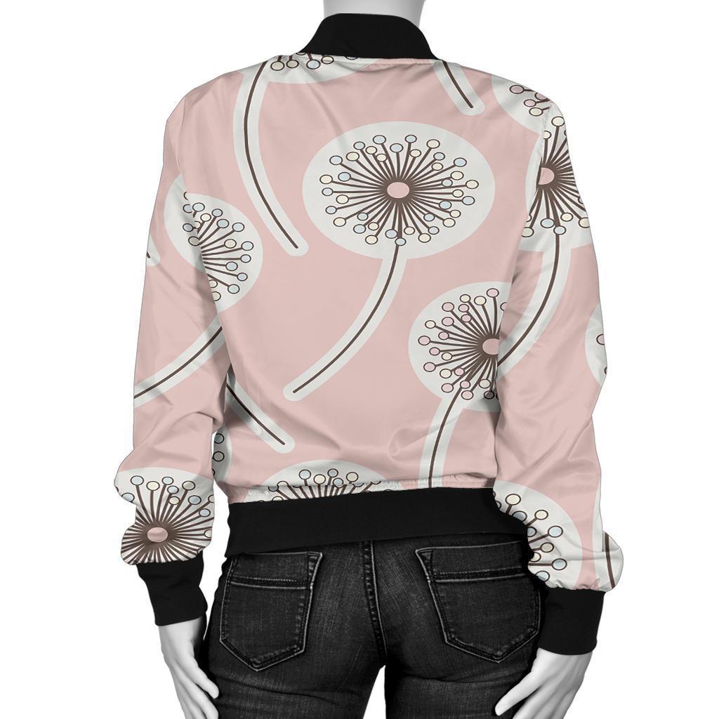 Dandelion Pattern Print Women Casual Bomber Jacket-grizzshop