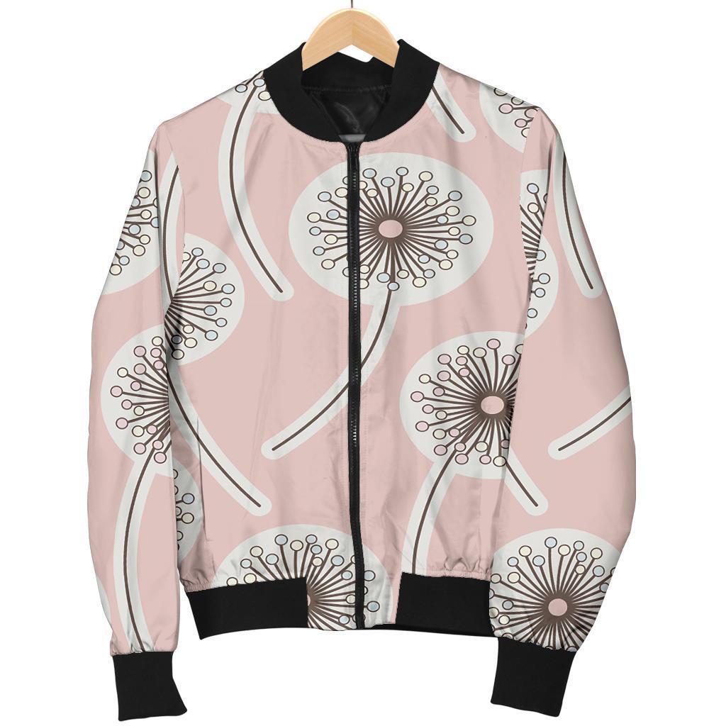 Dandelion Pattern Print Women Casual Bomber Jacket-grizzshop