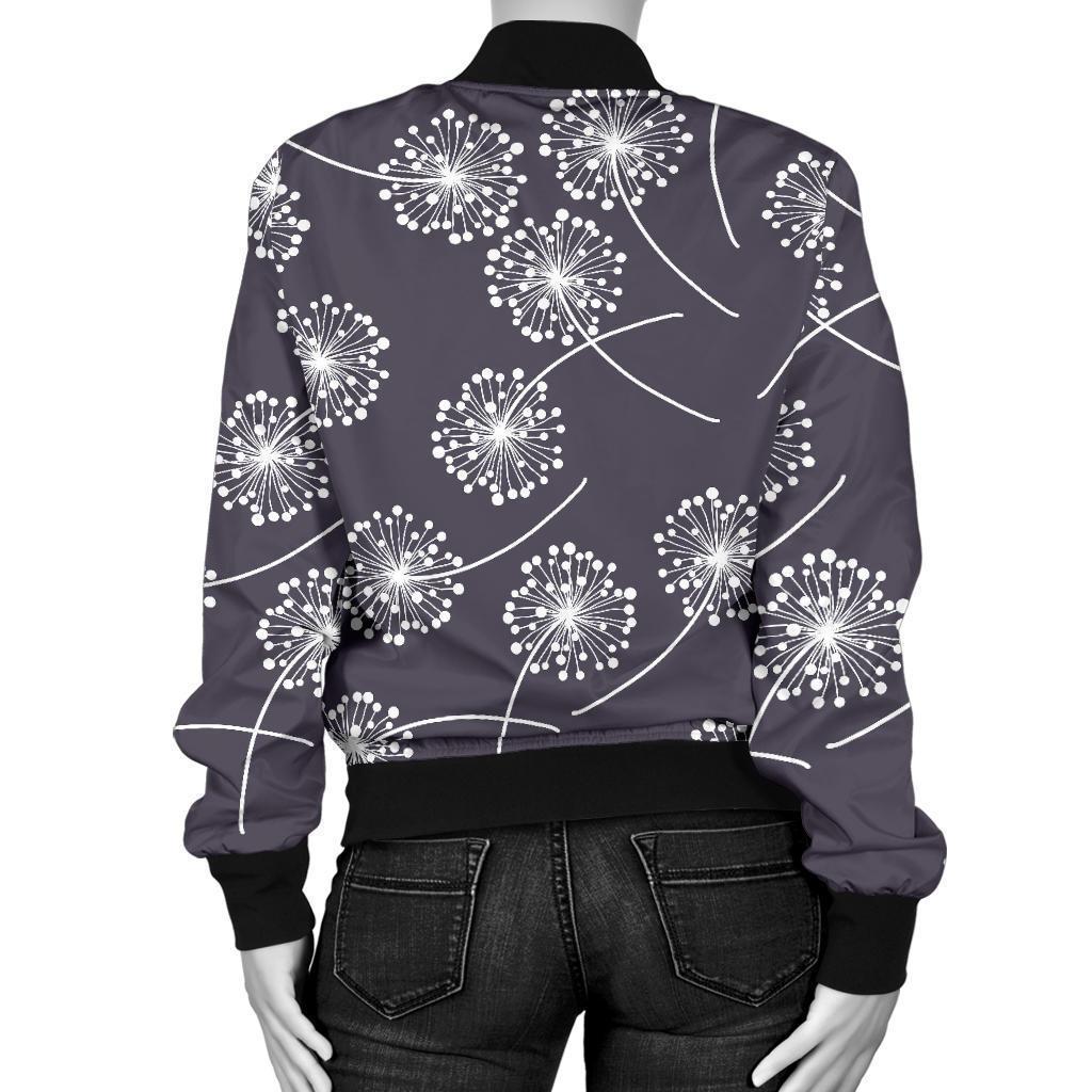 Dandelion Print Pattern Women Casual Bomber Jacket-grizzshop