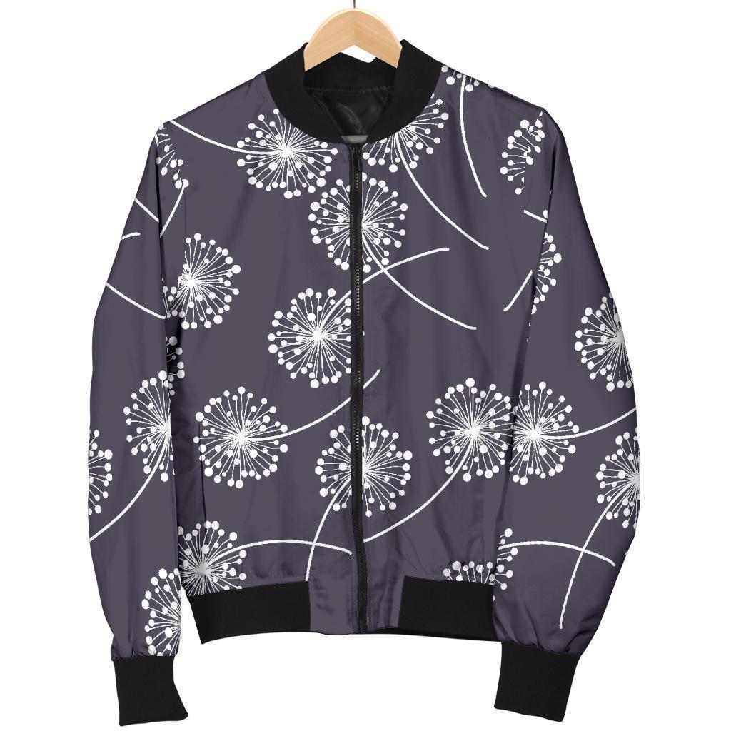 Dandelion Print Pattern Women Casual Bomber Jacket-grizzshop