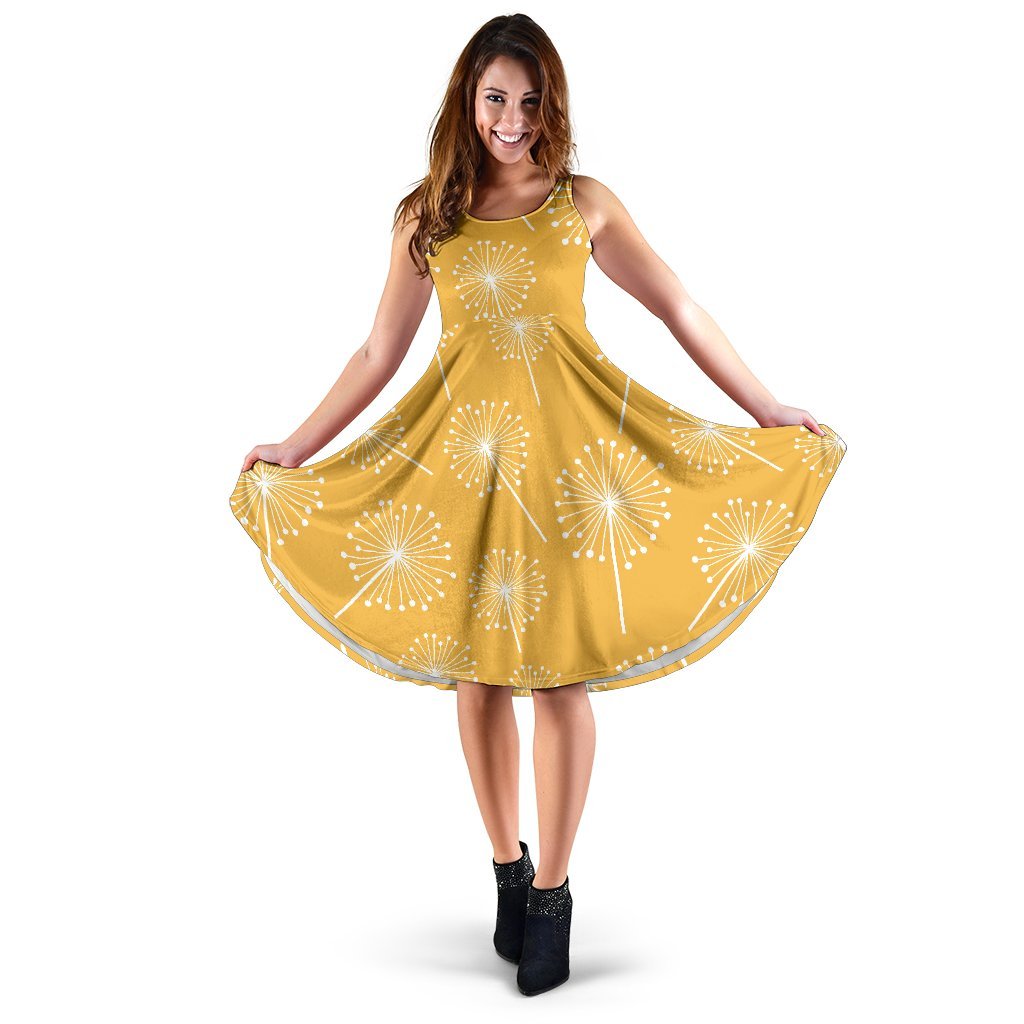 Dandelion Yellow Pattern Print Dress-grizzshop