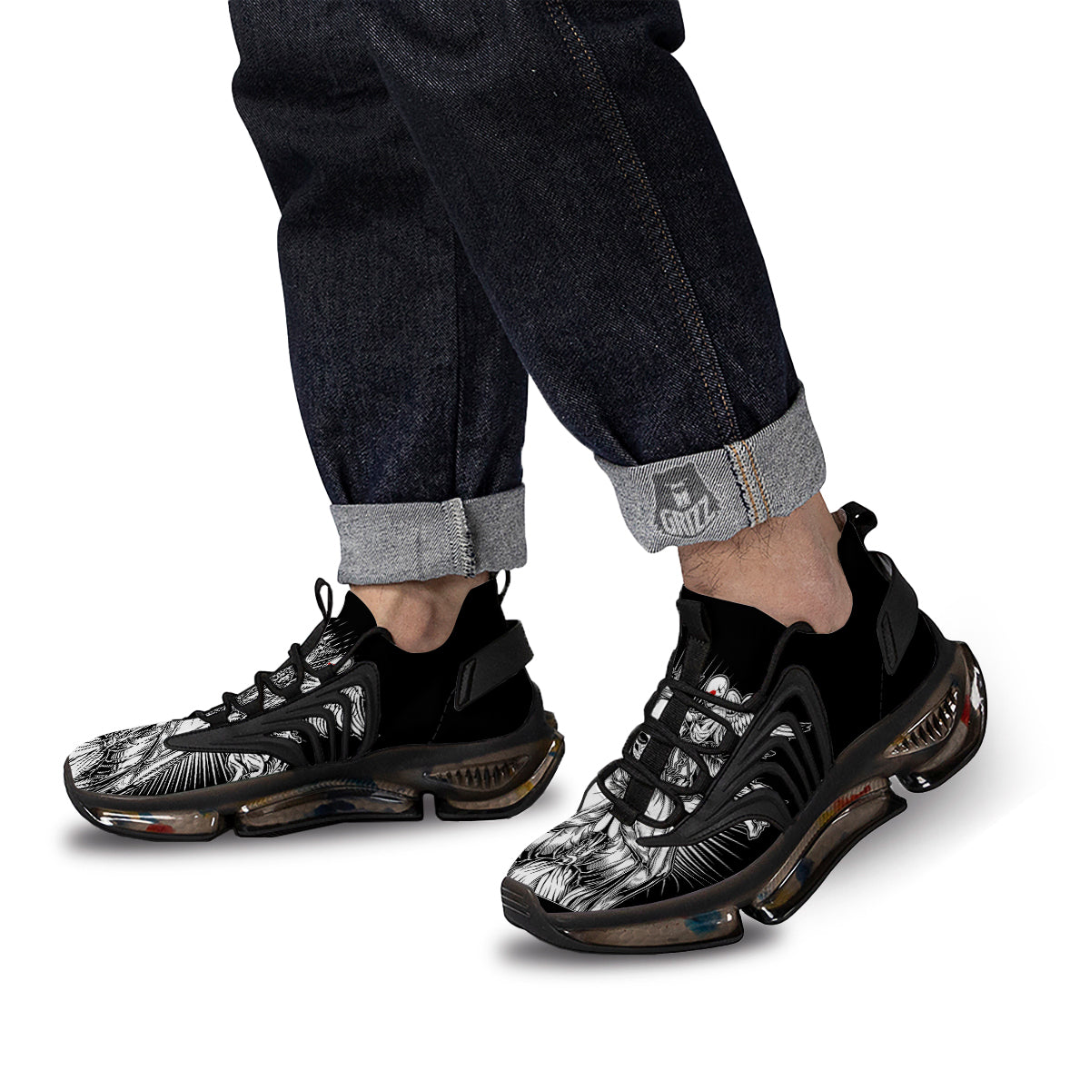 Dark Angel Of Death Print Black Gym Shoes-grizzshop