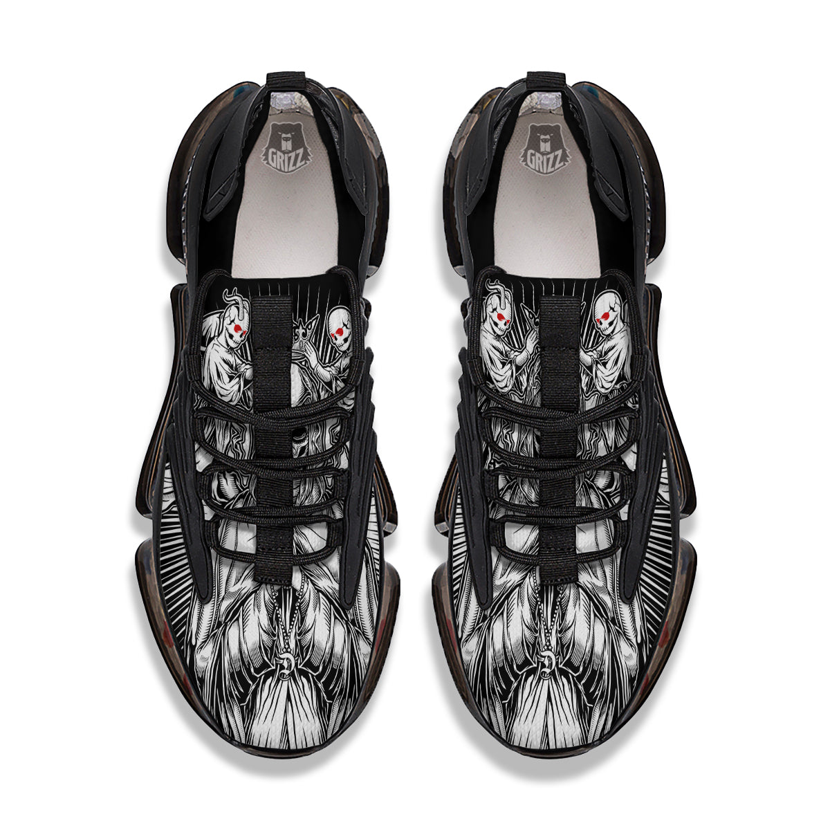 Dark Angel Of Death Print Black Gym Shoes-grizzshop