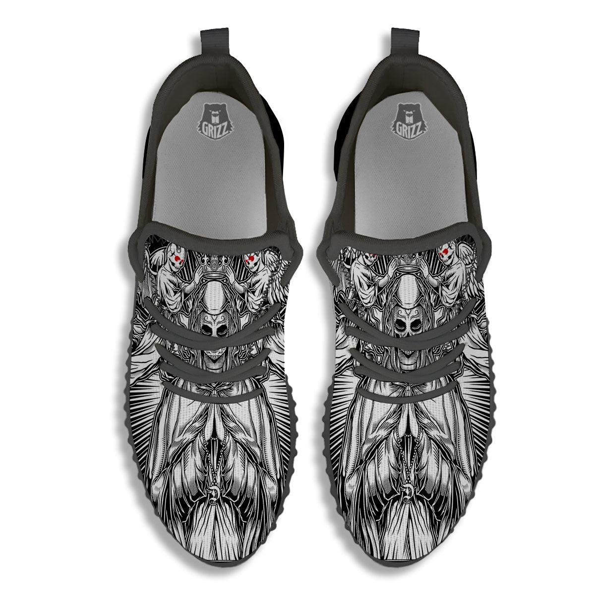 Dark Angel Of Death Print Black Walking Shoes-grizzshop