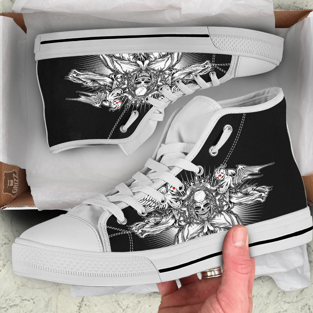 Dark Angel Of Death Print White High Top Shoes-grizzshop