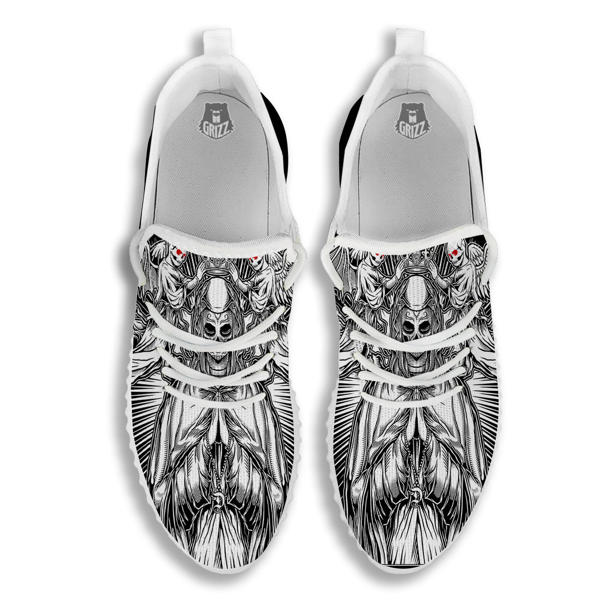 Dark Angel Of Death Print White Walking Shoes-grizzshop