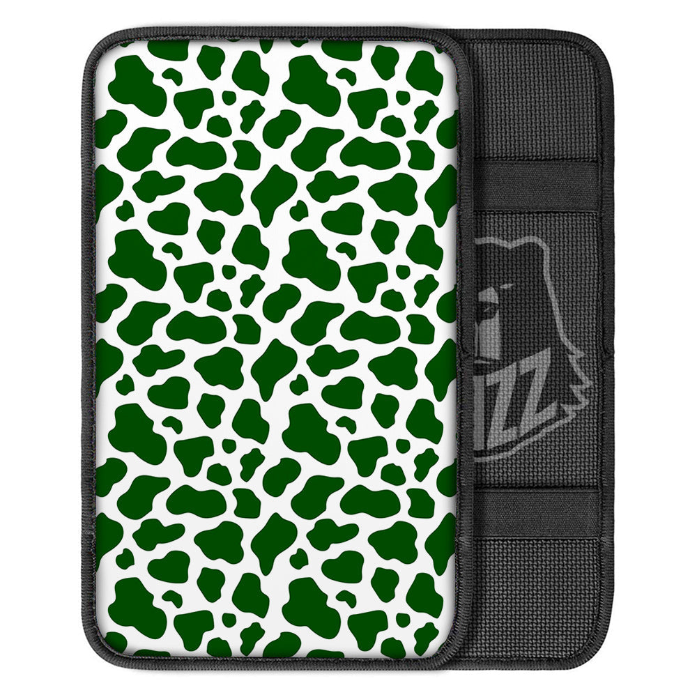 Dark Green Cow Print Pattern Car Center Console Cover-grizzshop
