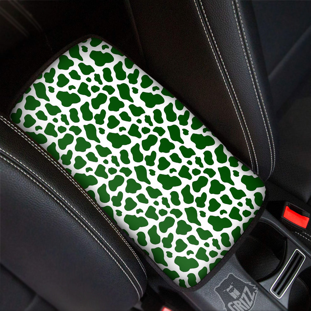 Dark Green Cow Print Pattern Car Center Console Cover-grizzshop