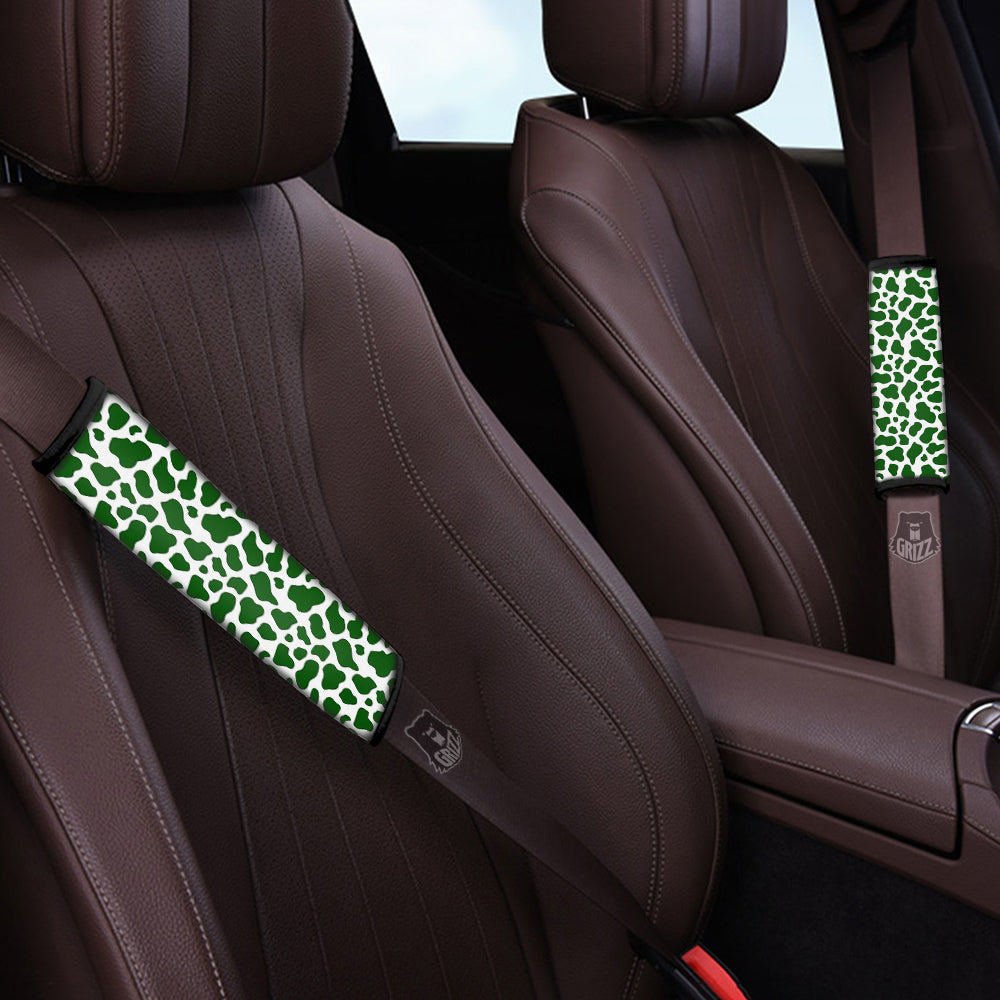 Dark Green Cow Print Pattern Car Seat Belt Cover-grizzshop