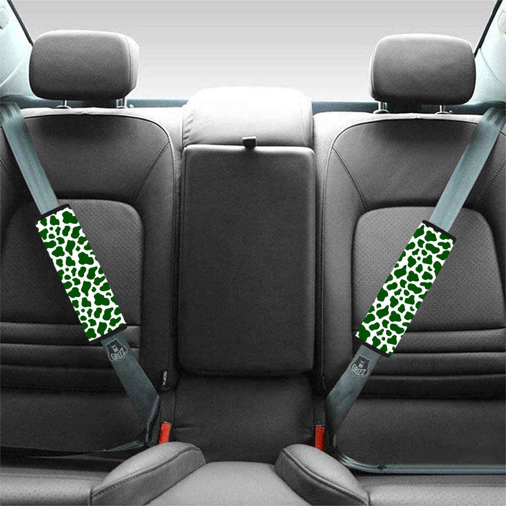 Dark Green Cow Print Pattern Car Seat Belt Cover-grizzshop
