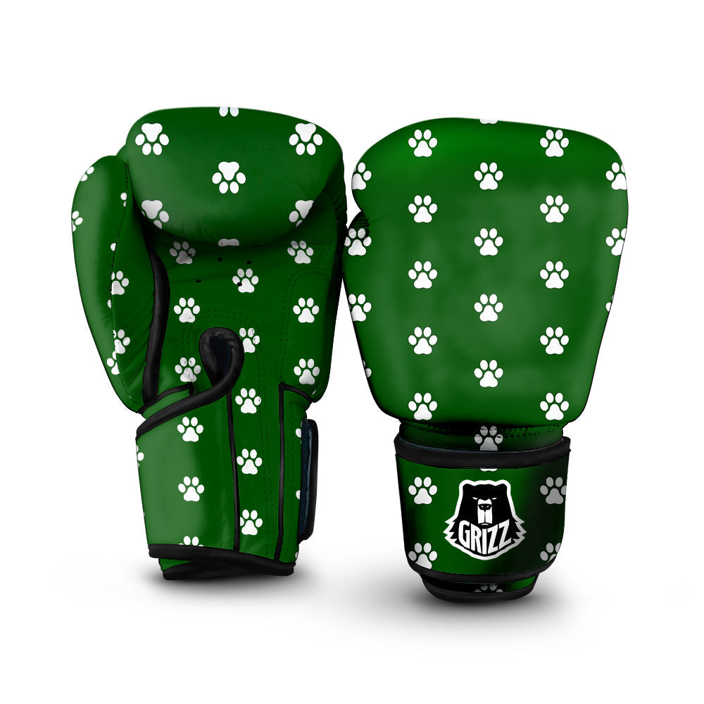Dark Green Paw Print Boxing Gloves-grizzshop