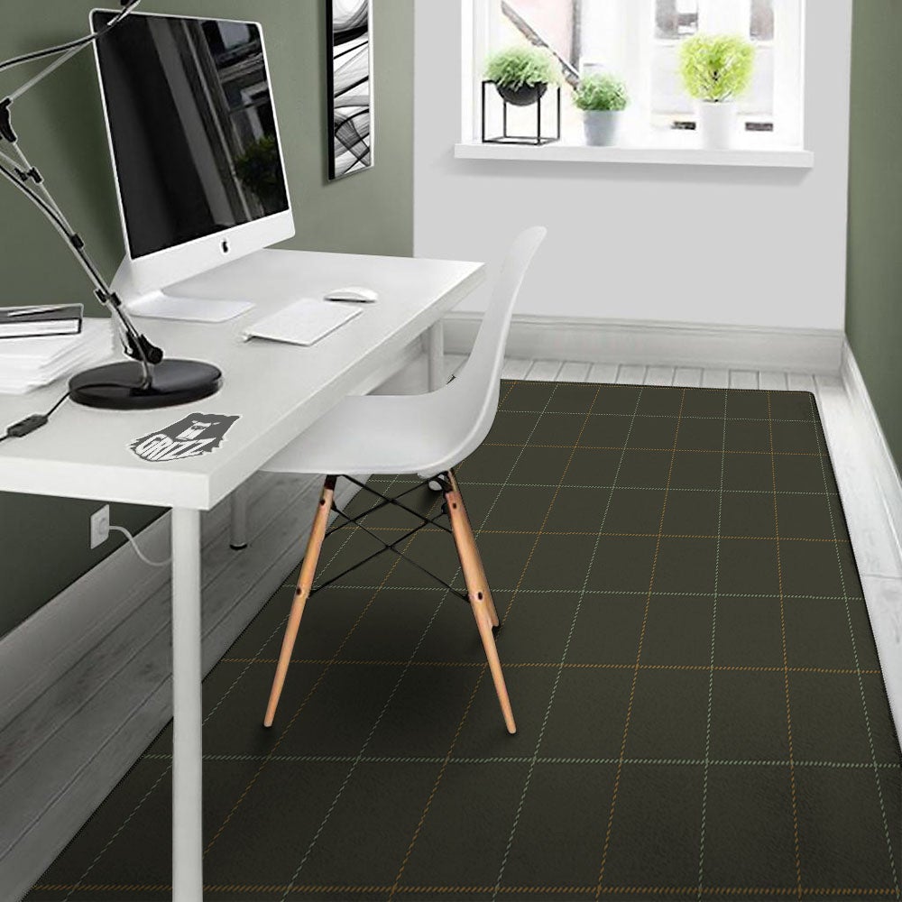 Dark Green Tattersall Print Pattern Floor Mat-grizzshop