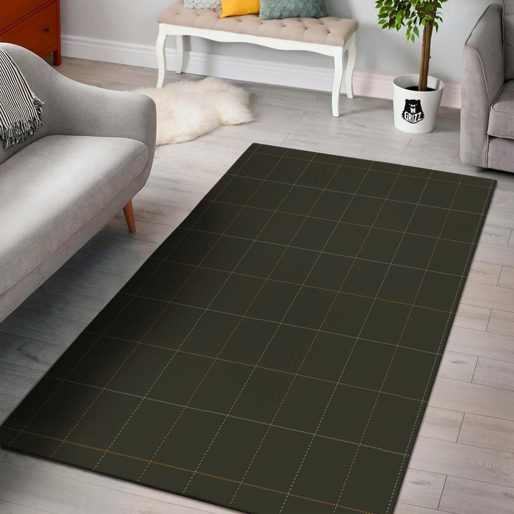 Dark Green Tattersall Print Pattern Floor Mat-grizzshop