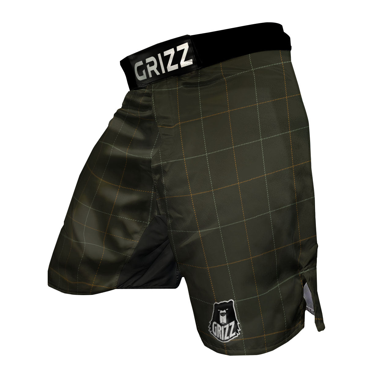 Dark Green Tattersall Print Pattern MMA Shorts-grizzshop
