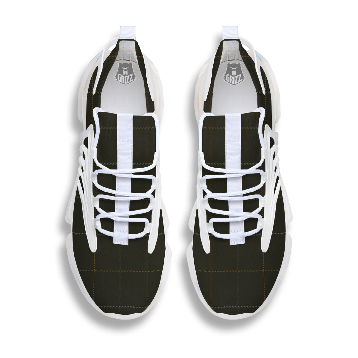 Dark Green Tattersall Print Pattern White Gym Shoes-grizzshop