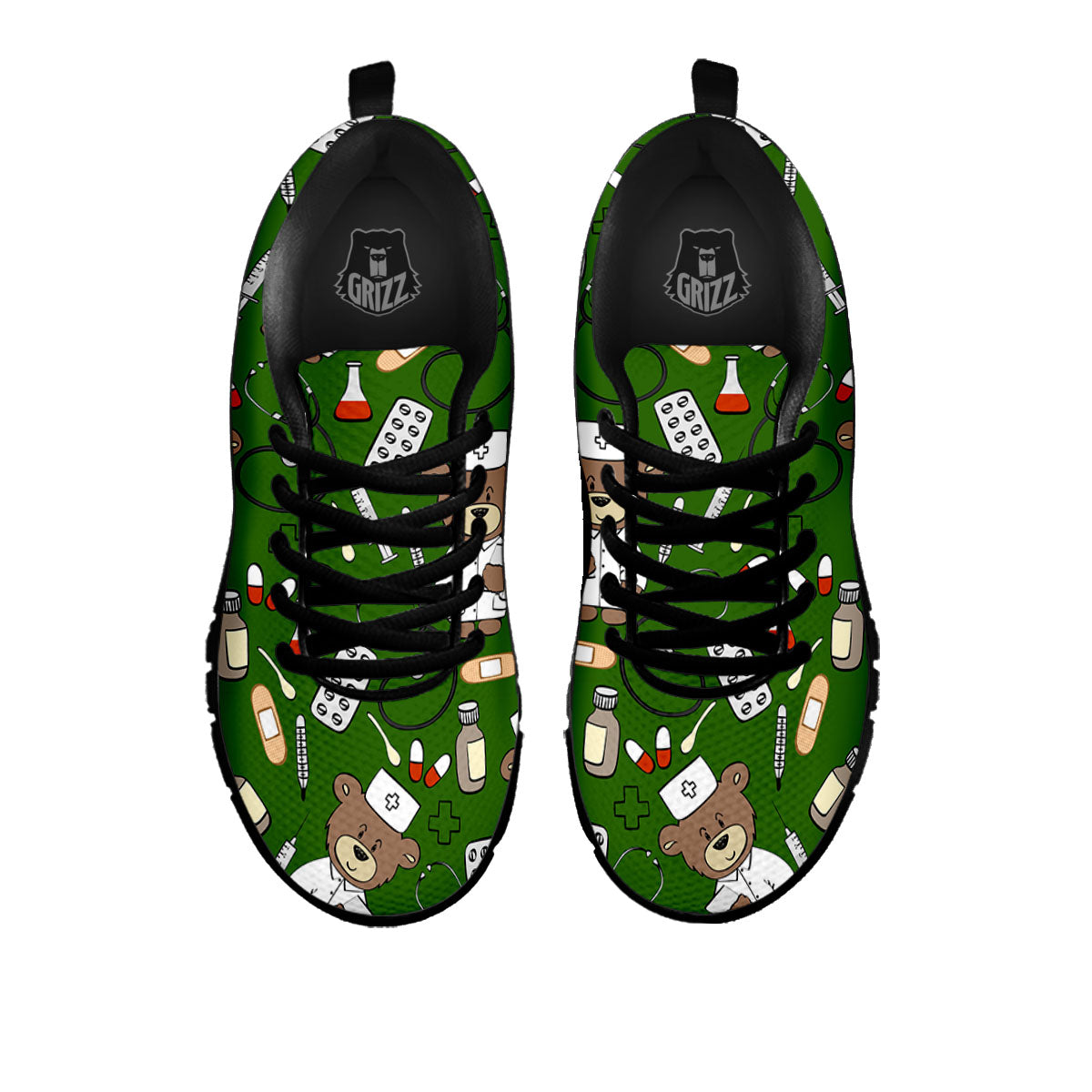 Dark Green Teddy Bear Nurse - Sneakers-grizzshop