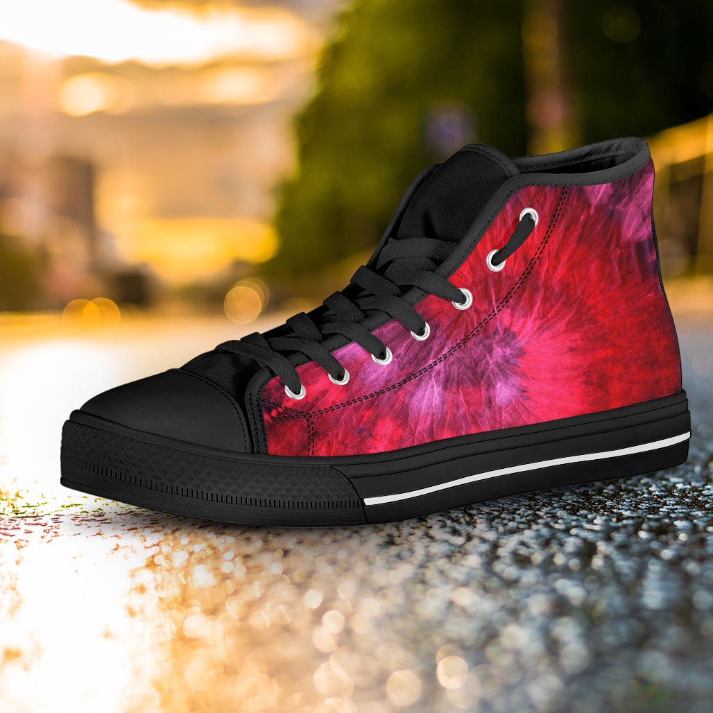 Dark Red Tie Dye Women's High Top Shoes-grizzshop