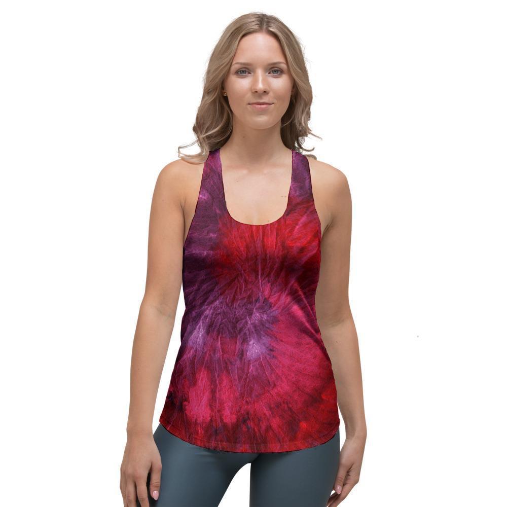 Dark Red Tie Dye Women's Racerback Tank Top-grizzshop