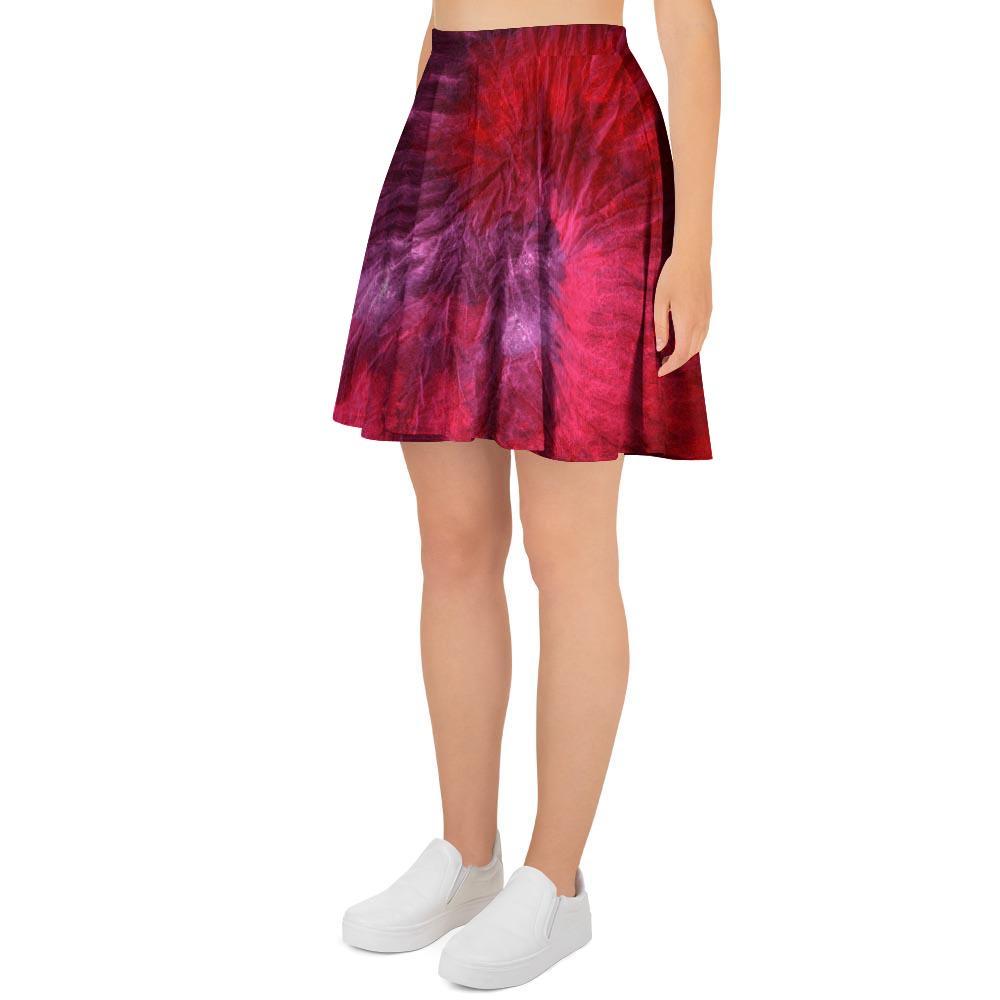 Dark Red Tie Dye Women's Skirt-grizzshop