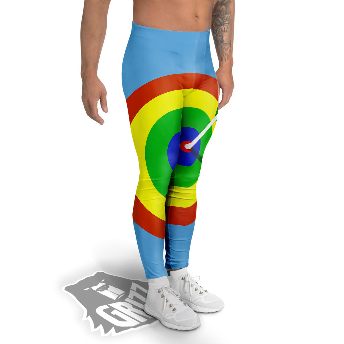 Dartboard And Colorful Darts Print Men's Leggings-grizzshop