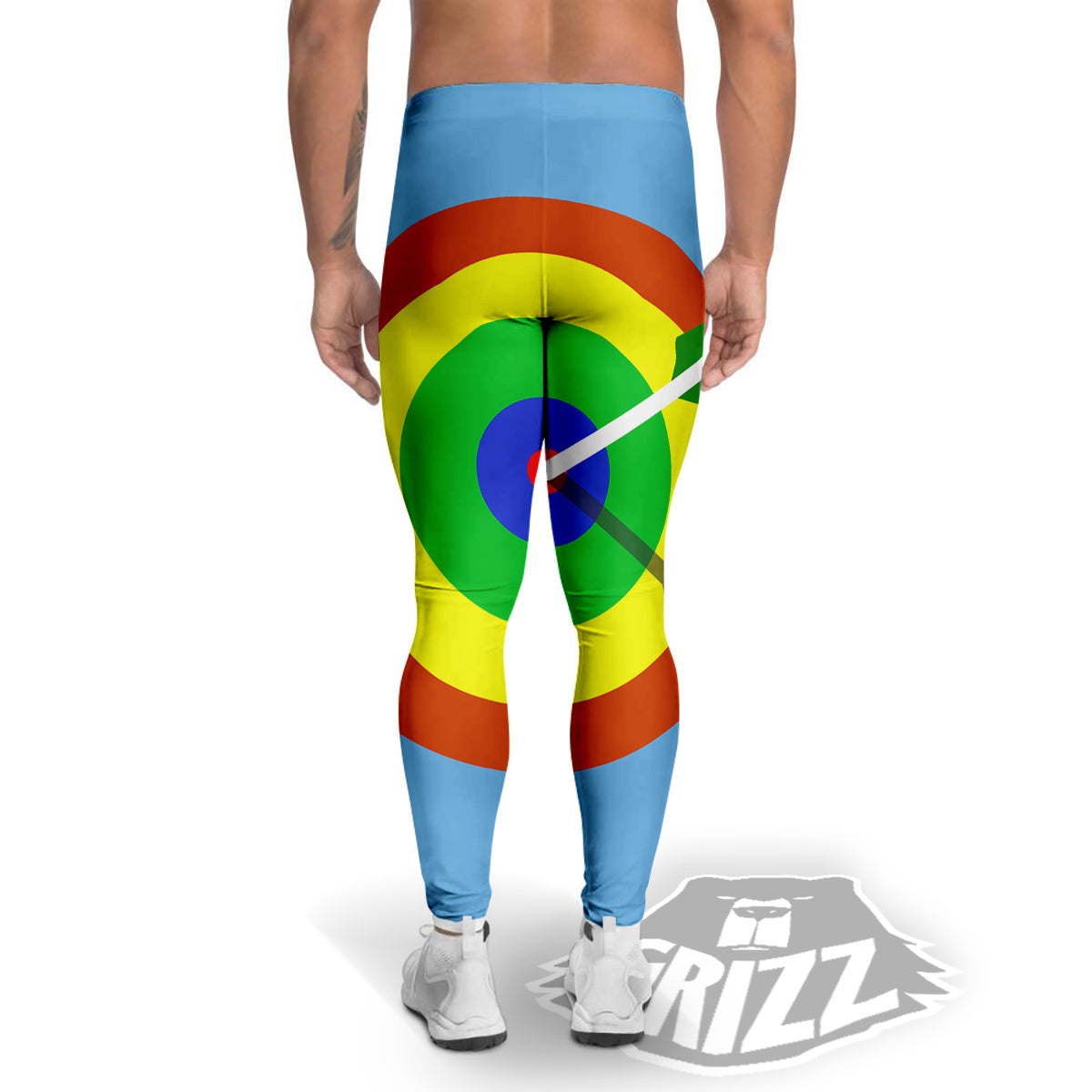 Dartboard And Colorful Darts Print Men's Leggings-grizzshop