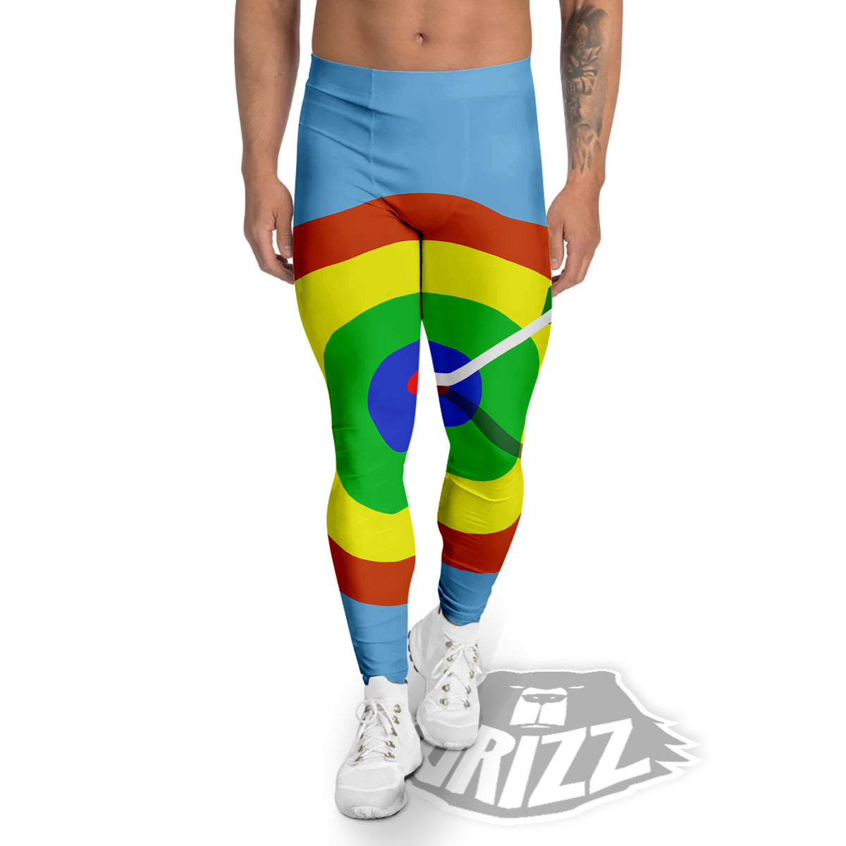 Dartboard And Colorful Darts Print Men's Leggings-grizzshop
