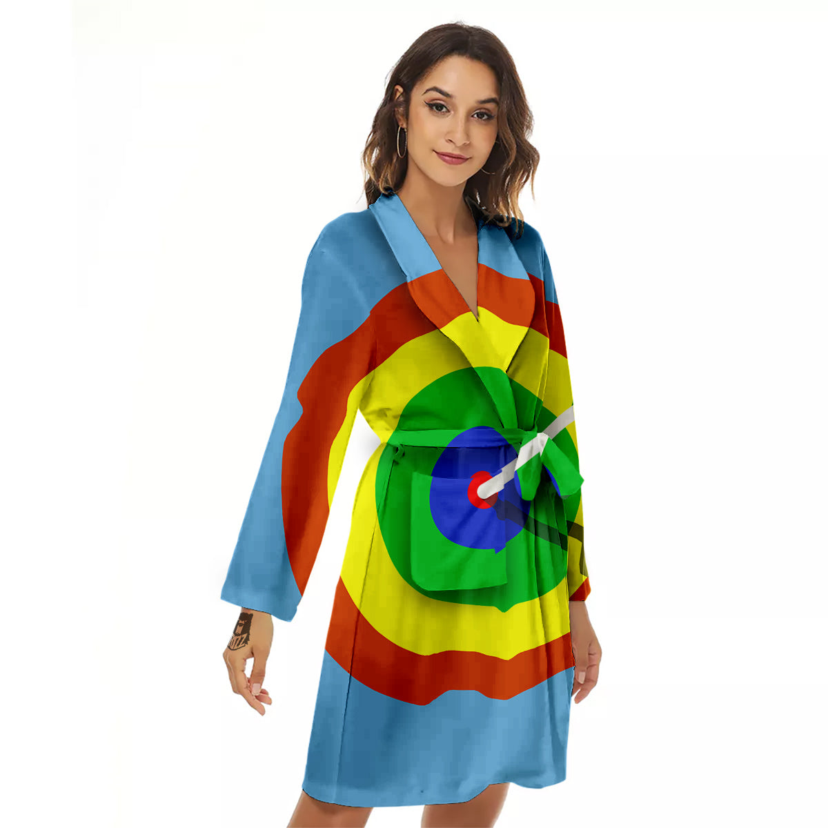 Dartboard And Colorful Darts Print Women's Robe-grizzshop