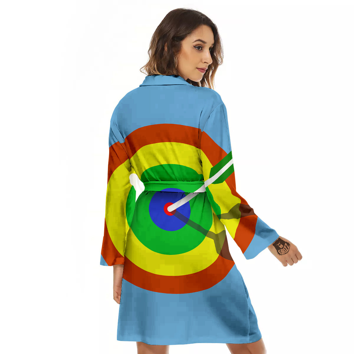 Dartboard And Colorful Darts Print Women's Robe-grizzshop
