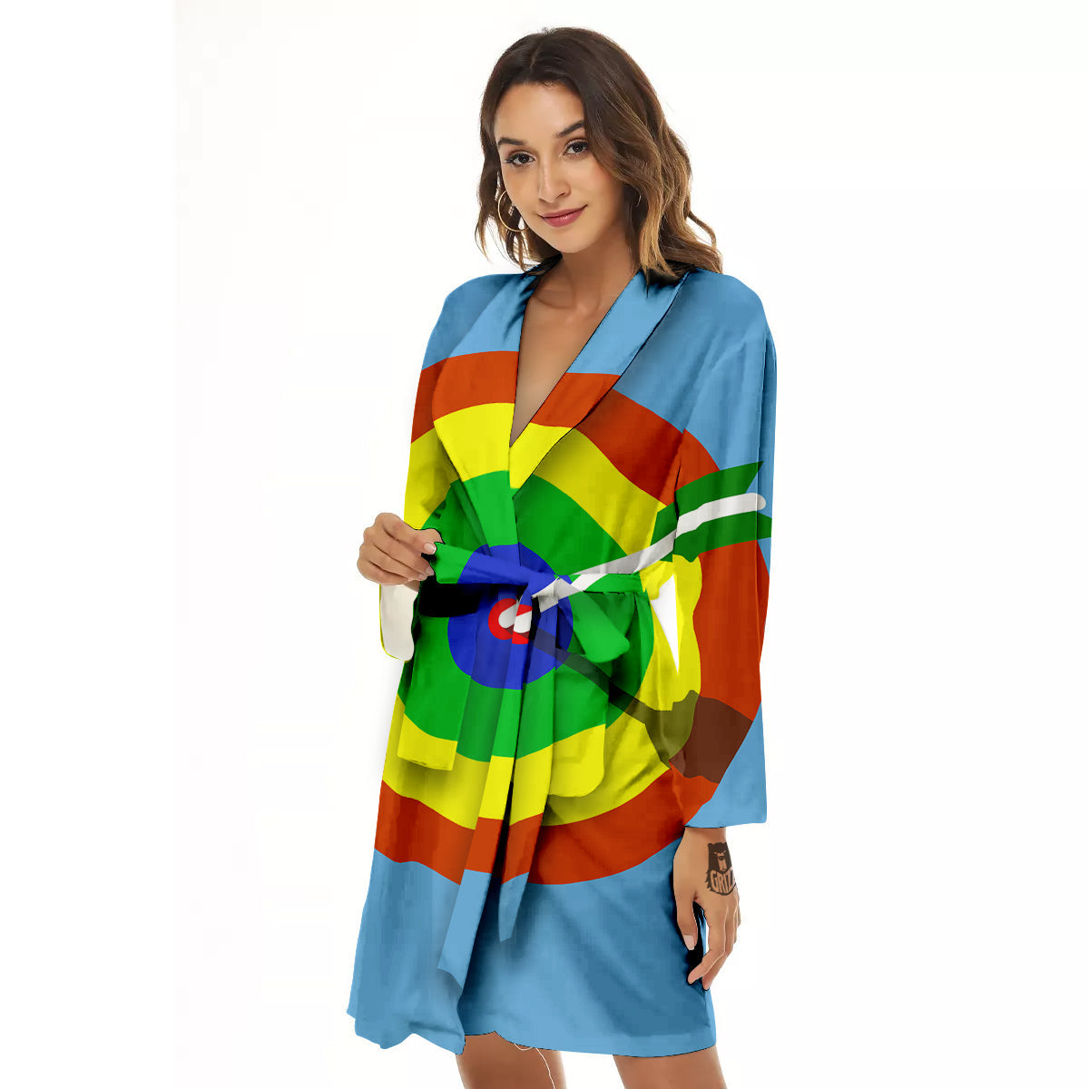 Dartboard And Colorful Darts Print Women's Robe-grizzshop