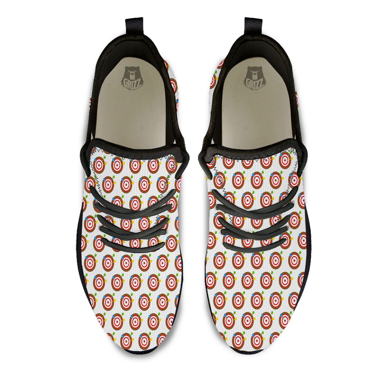 Dartboard Print Pattern Black Athletic Shoes-grizzshop
